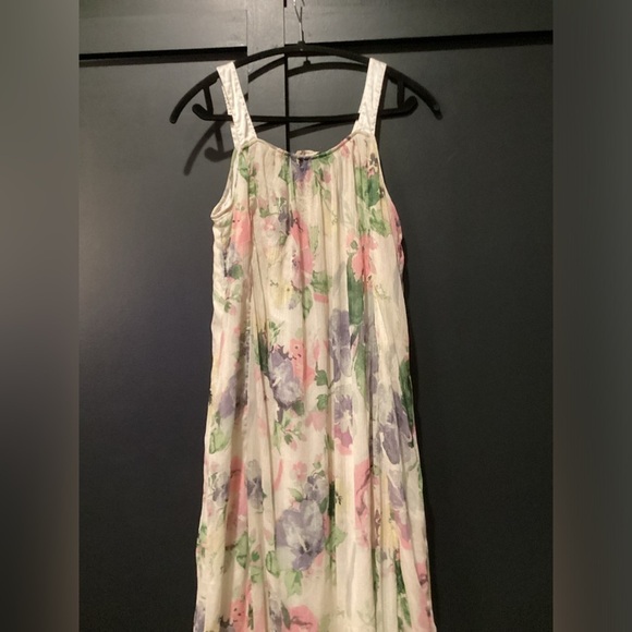 Soft Surroundings Pastel Floral Print Layered chiffon cottagecore maxi dress - Picture 9 of 14